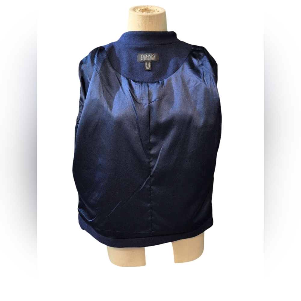Dennis Basso Midnight Blue Jacket Embroidered Floral Classy Zip Front 16 - Picture 7 of 16